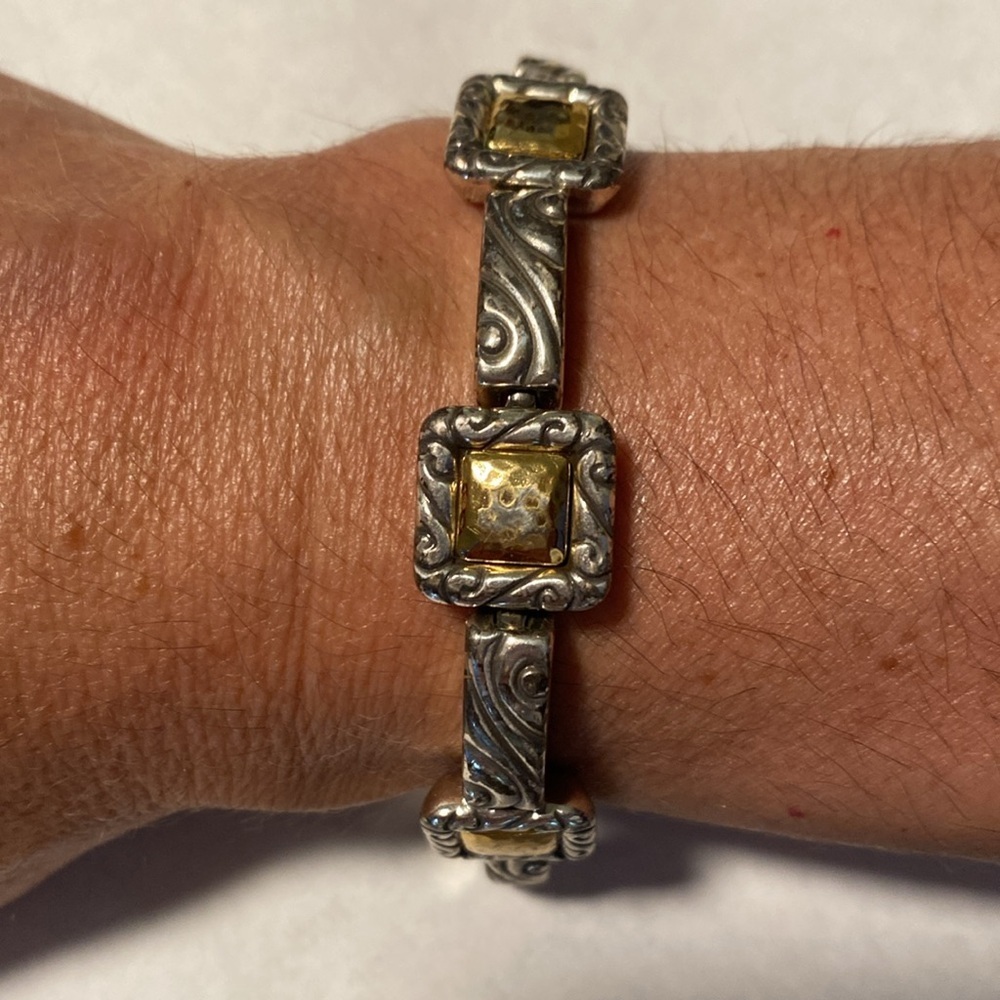 Brighton vintage Regina silver and hammered gold‎ link bracelet - Picture 6 of 7
